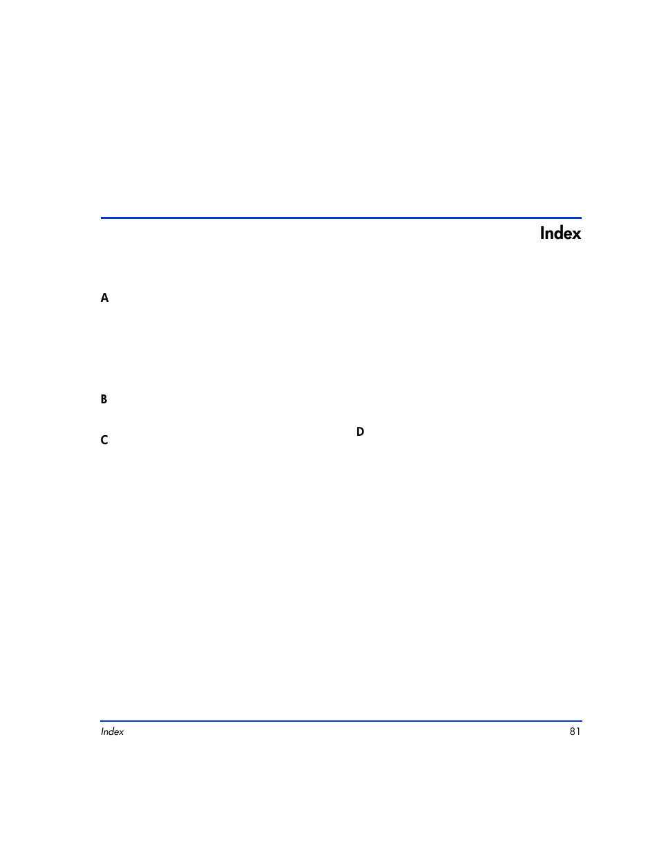 Index, Index 81 | HP XP12000 User Manual | Page 79 / 82
