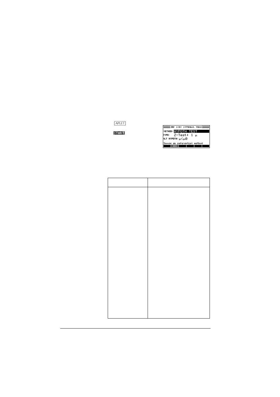 Getting started with the inference aplet, Open the inference aplet | HP 39g+ User Manual | Page 116 / 288