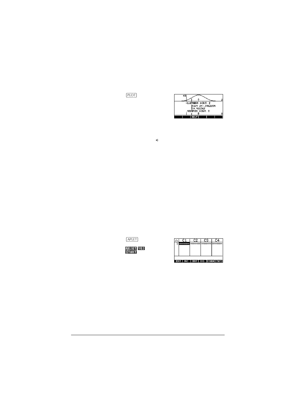 Plot test results, Open the statistics aplet | HP 39g+ User Manual | Page 119 / 288