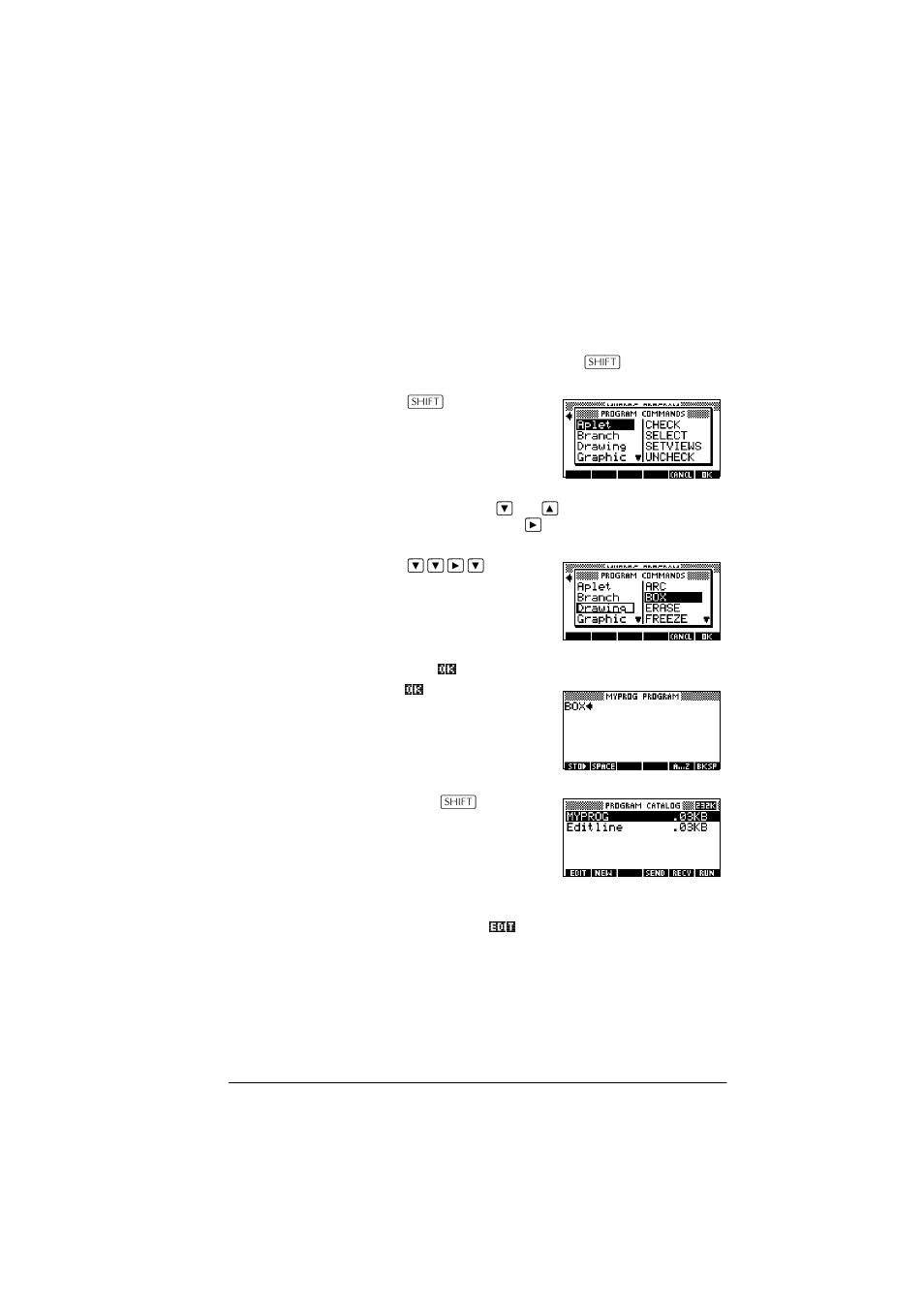 Enter commands, Edit a program | HP 39g+ User Manual | Page 211 / 288