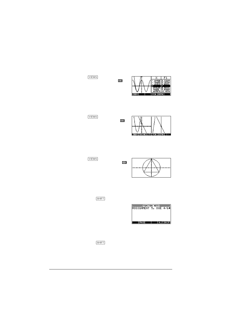 Plot-table view, Plot-detail view, Overlay plot view | Sketch view | HP 39g+ User Manual | Page 26 / 288