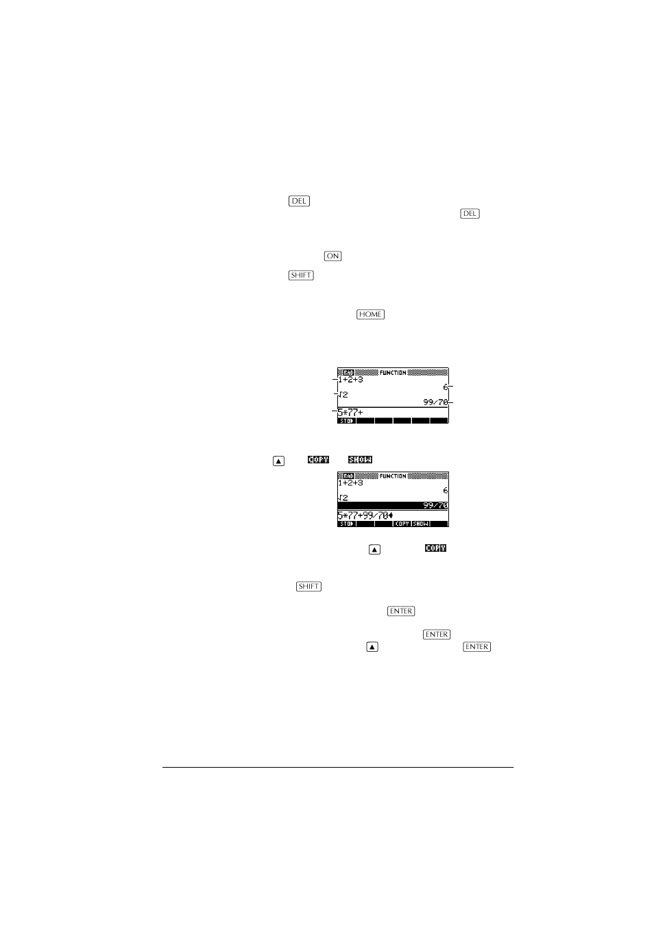 Clearing numbers, Using previous results | HP 39g+ User Manual | Page 31 / 288