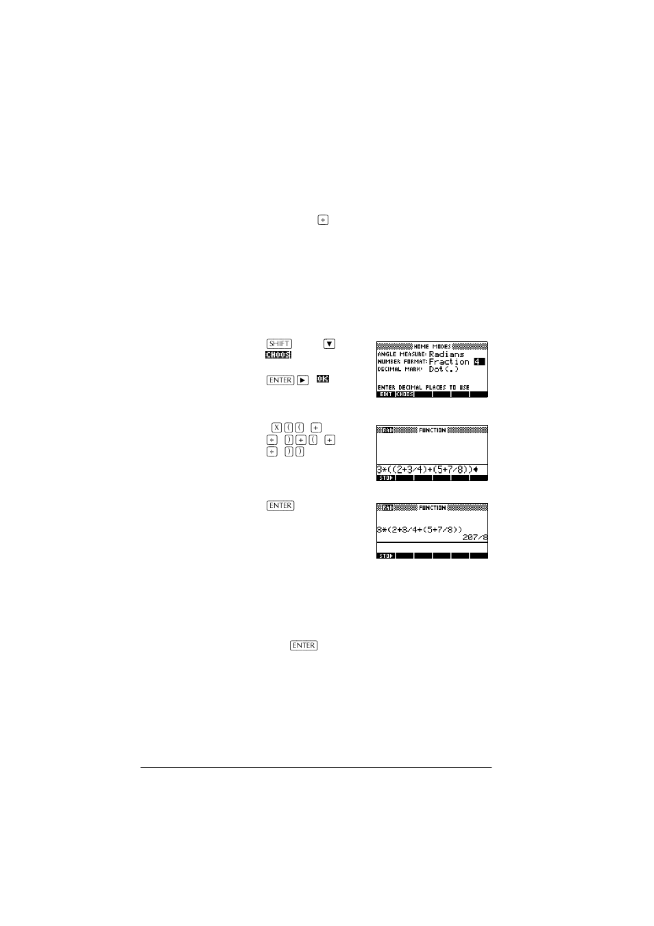 Fraction calculations, Converting decimals to fractions | HP 39g+ User Manual | Page 36 / 288