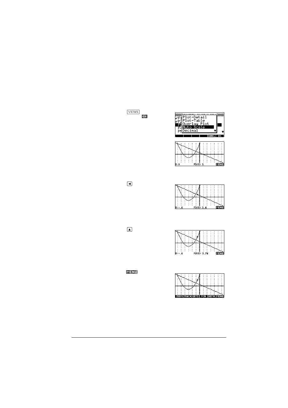 Change the scale, Trace a graph, Analyse graph with fcn functions | HP 39g+ User Manual | Page 63 / 288