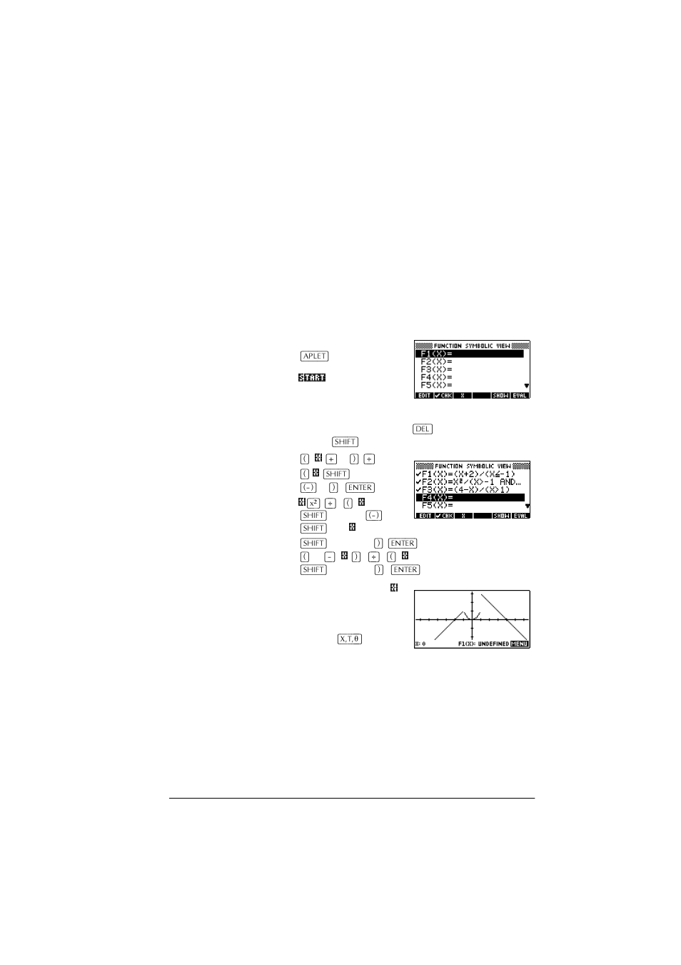 Plotting a piecewise defined function example | HP 39g+ User Manual | Page 71 / 288