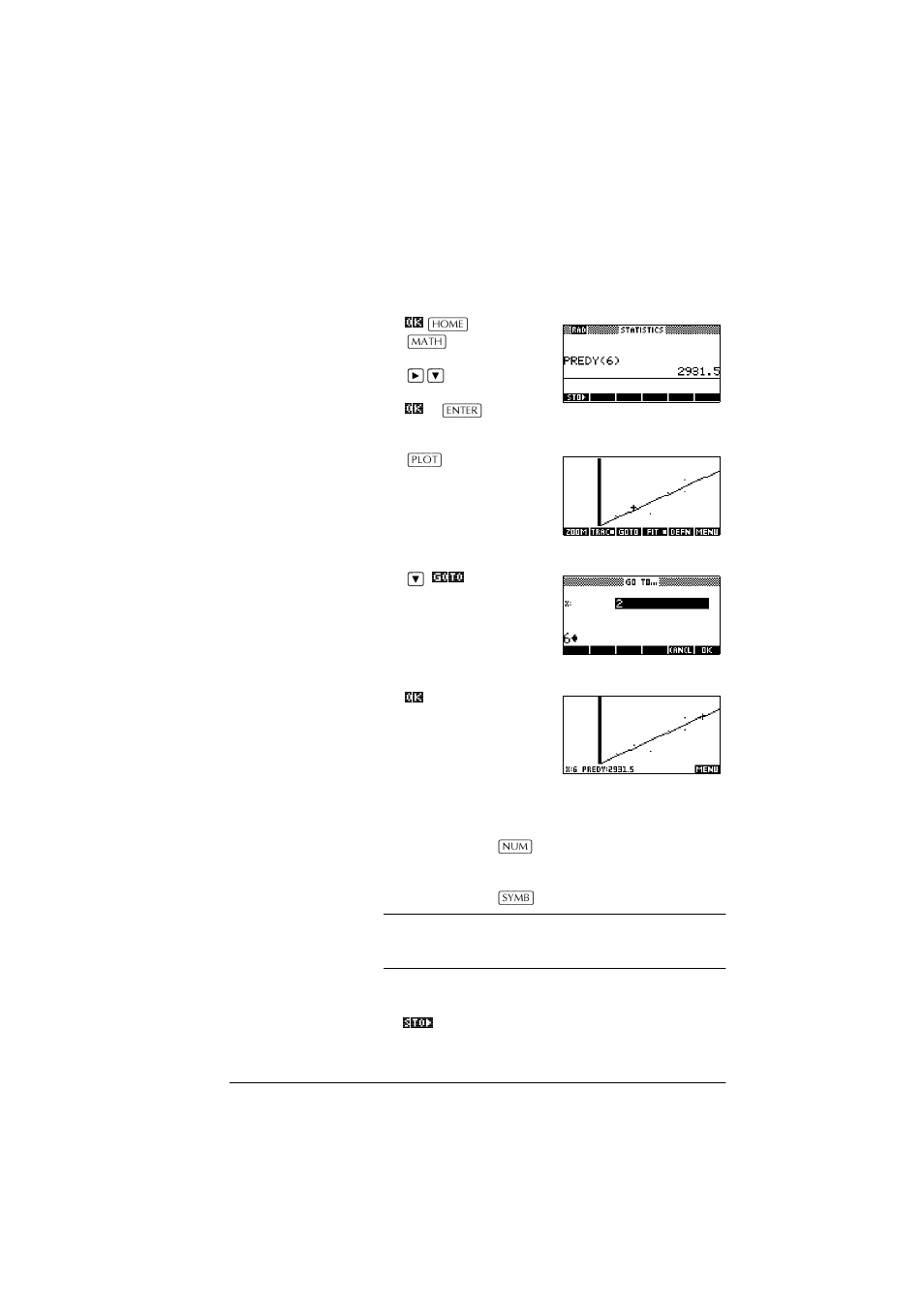 Entering and editing statistical data, Predict values | HP 39g+ User Manual | Page 97 / 288