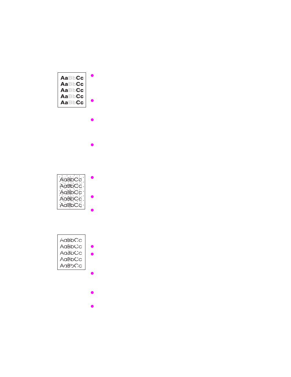 Light print or fade, Toner specks, Dropouts | HP 2100 TN User Manual | Page 105 / 184