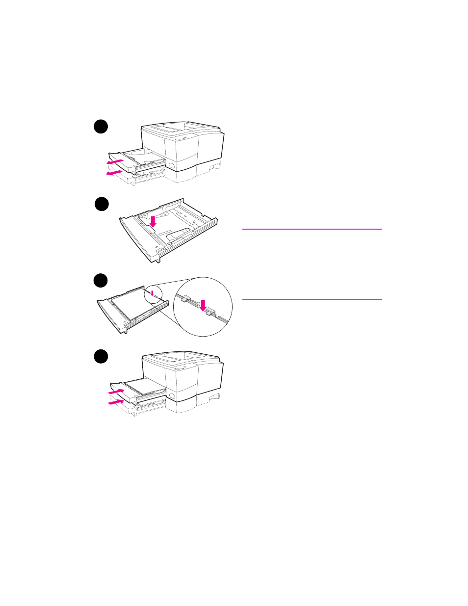 Reloading media into tray 2 or optional tray 3, Printing on custom-sized media or cardstock | HP 2100 TN User Manual | Page 44 / 184