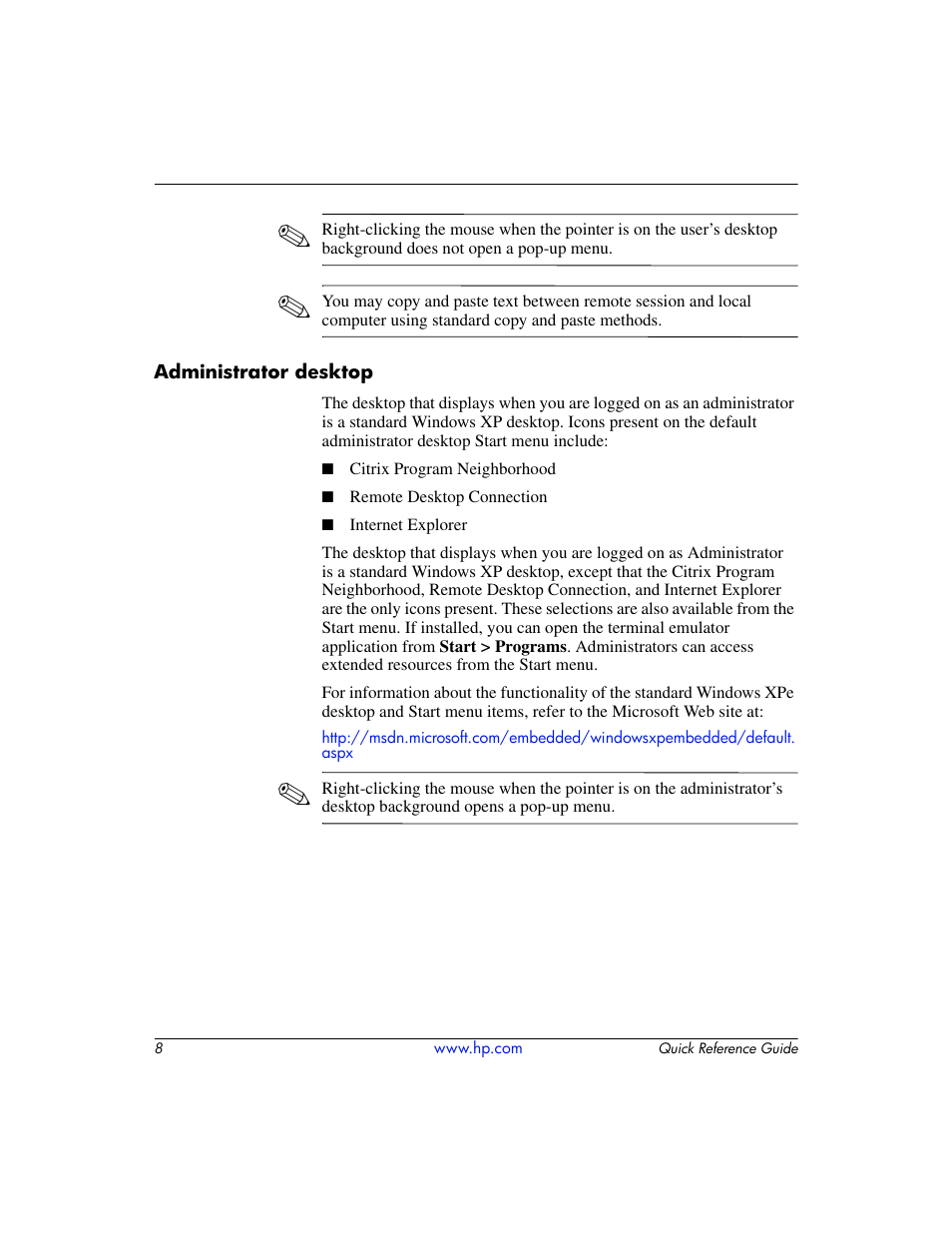 Administrator desktop | HP T5000 User Manual | Page 12 / 41