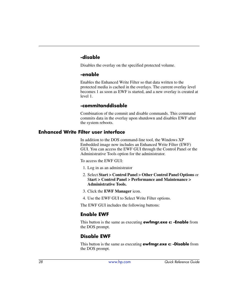 Enhanced write filter user interface | HP T5000 User Manual | Page 32 / 41