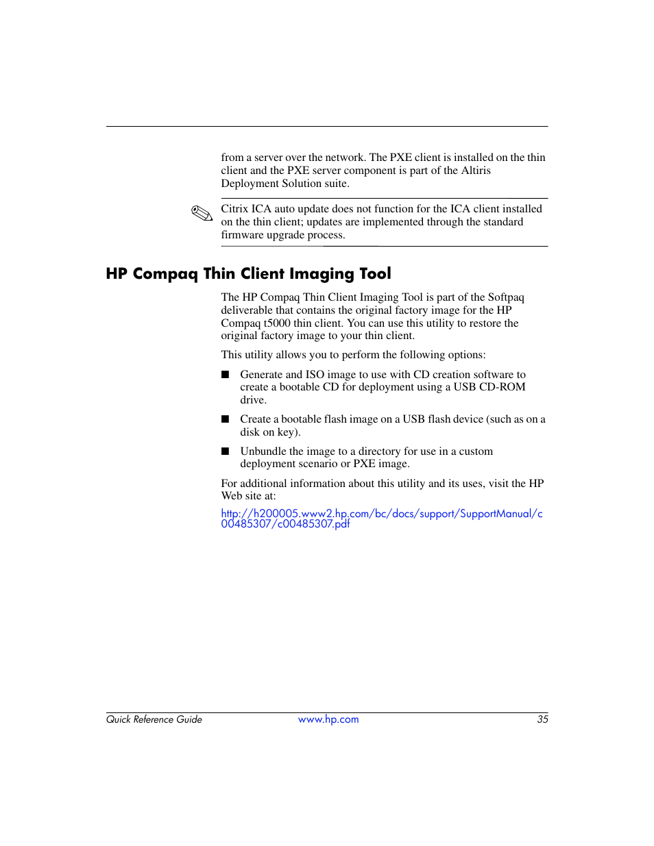 Hp compaq thin client imaging tool | HP T5000 User Manual | Page 39 / 41