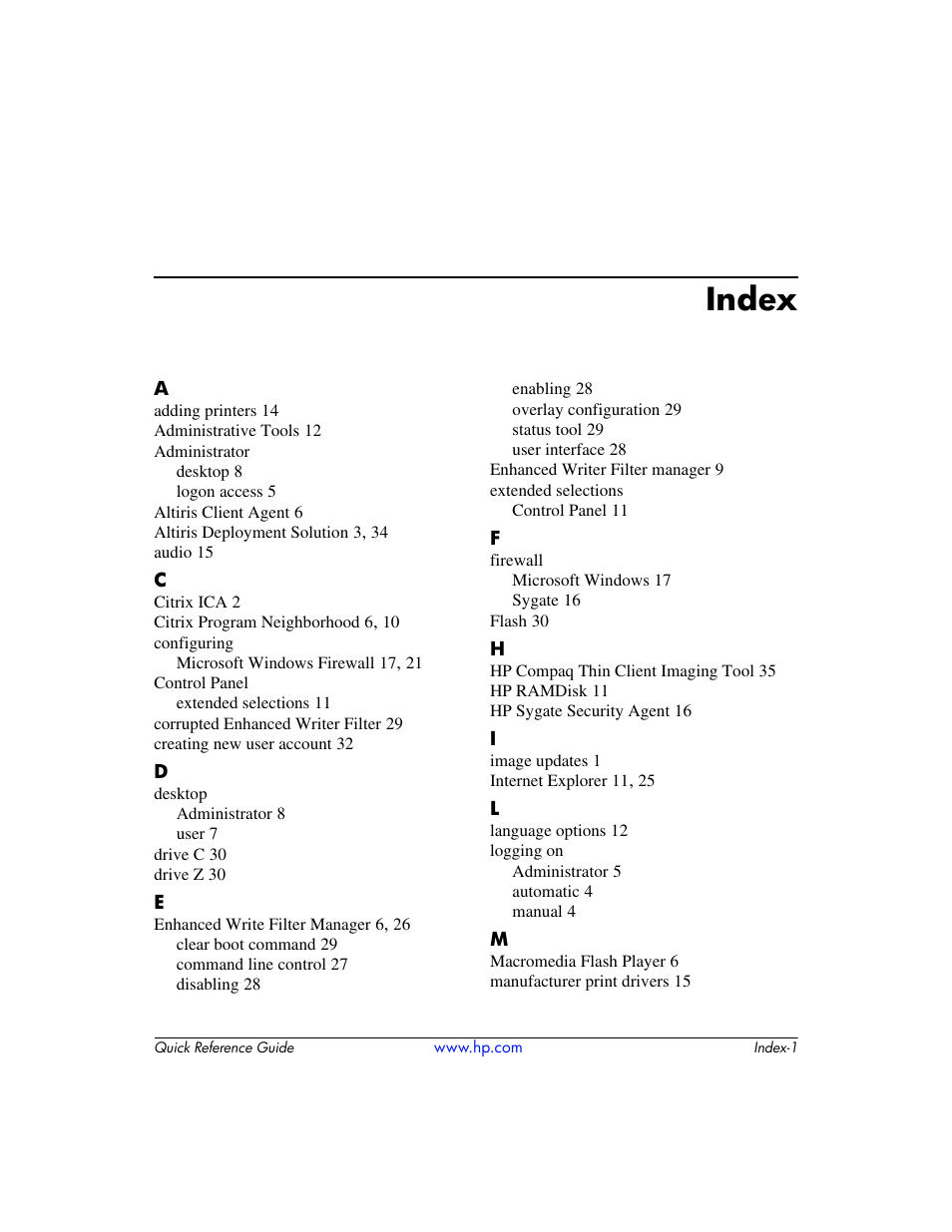 Index | HP T5000 User Manual | Page 40 / 41