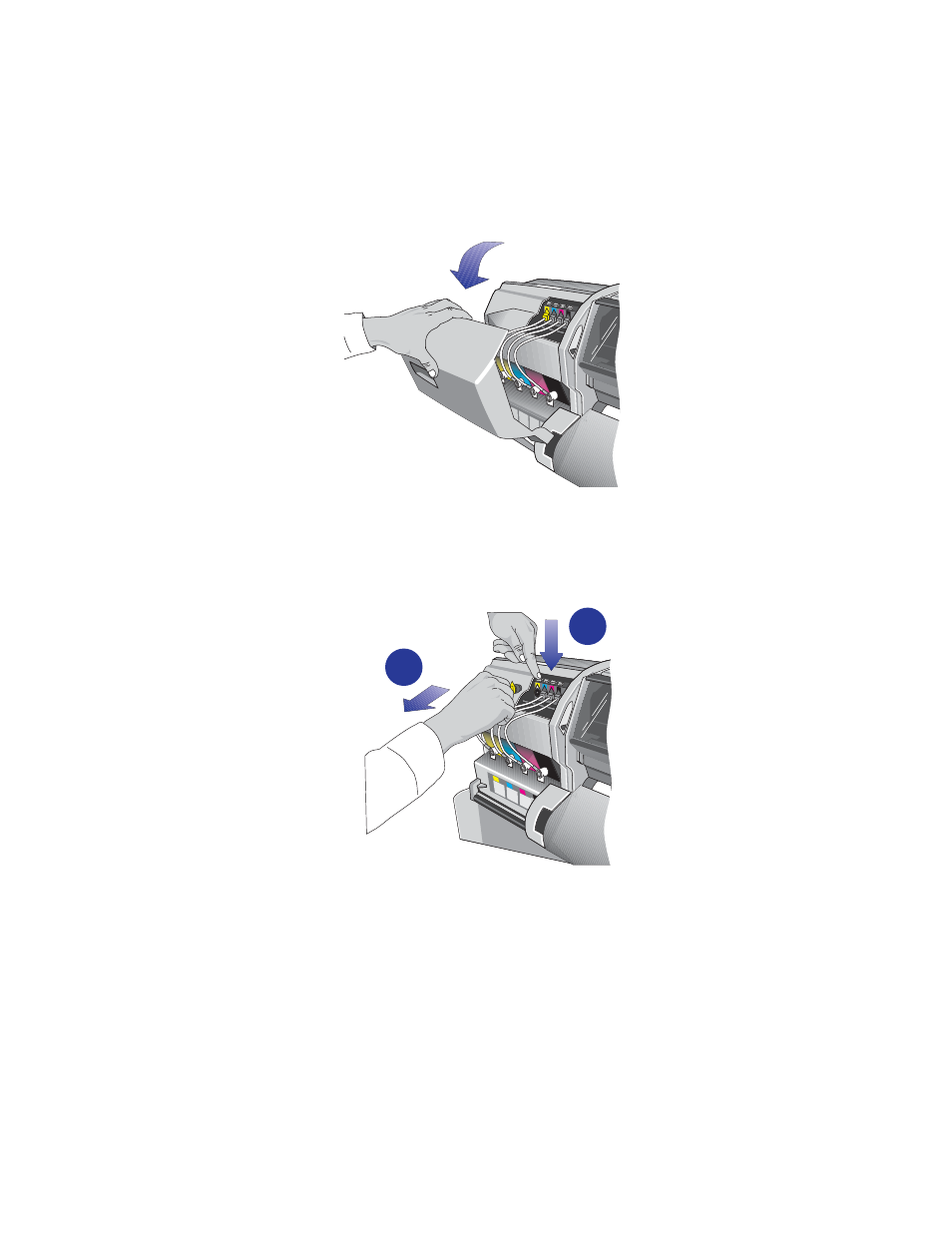 Removing the ink cartridges | HP 3000CP User Manual | Page 221 / 342