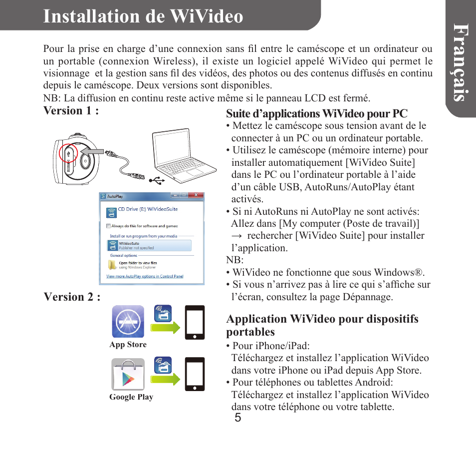 Françai s, Installation de wivideo | HP T450 User Manual | Page 22 / 66