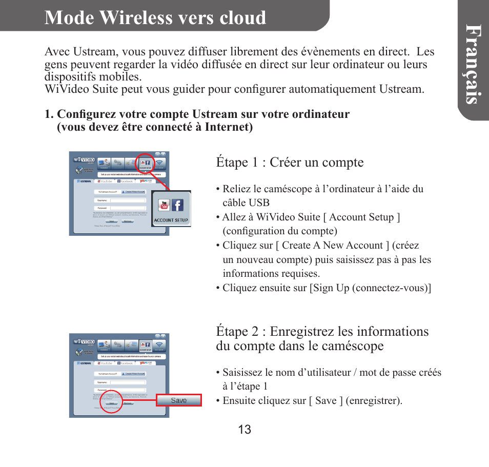 Françai s, Mode wireless vers cloud | HP T450 User Manual | Page 30 / 66