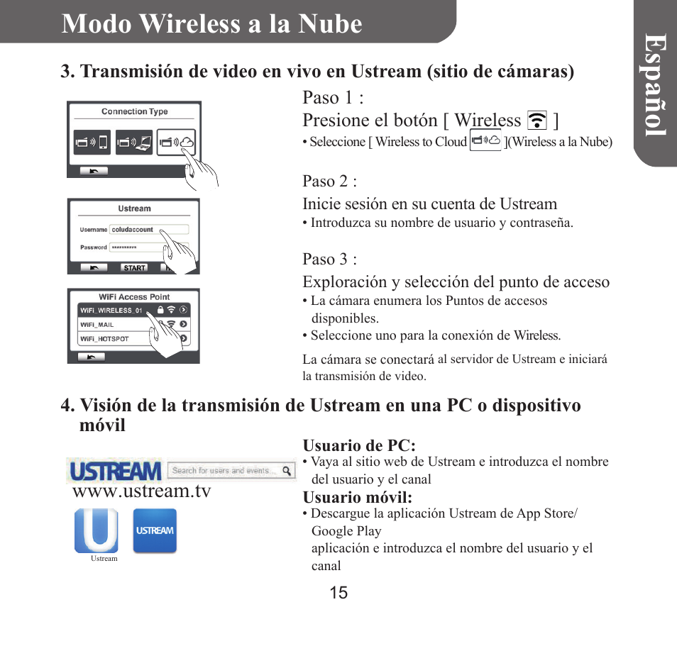 Españo l, Modo wireless a la nube | HP T450 User Manual | Page 48 / 66