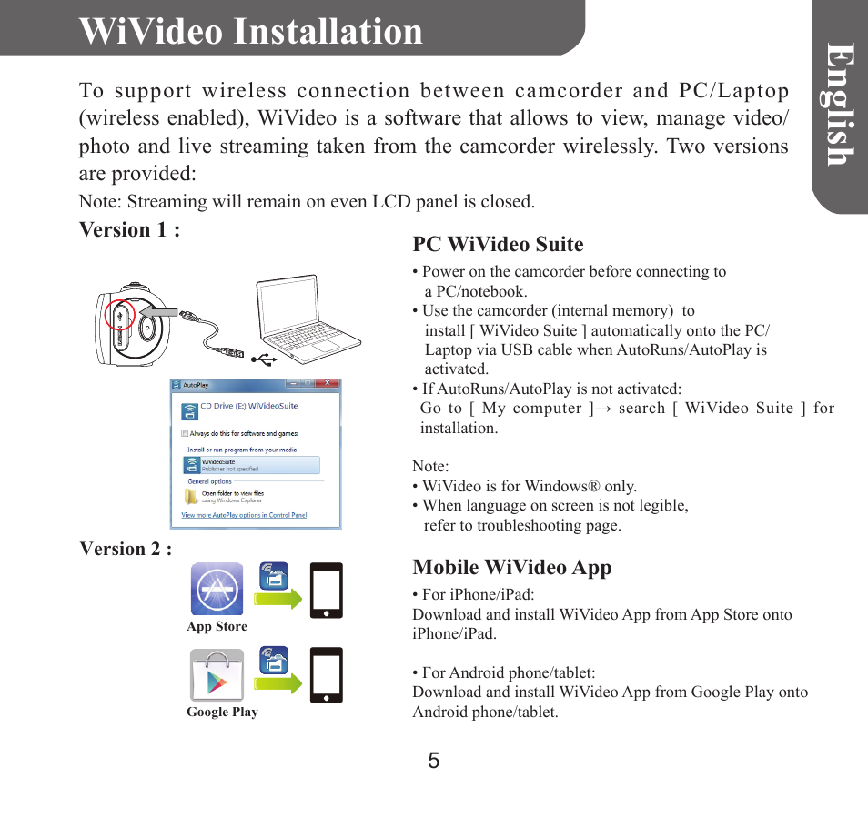 Englis h wivideo installation | HP T450 User Manual | Page 6 / 66