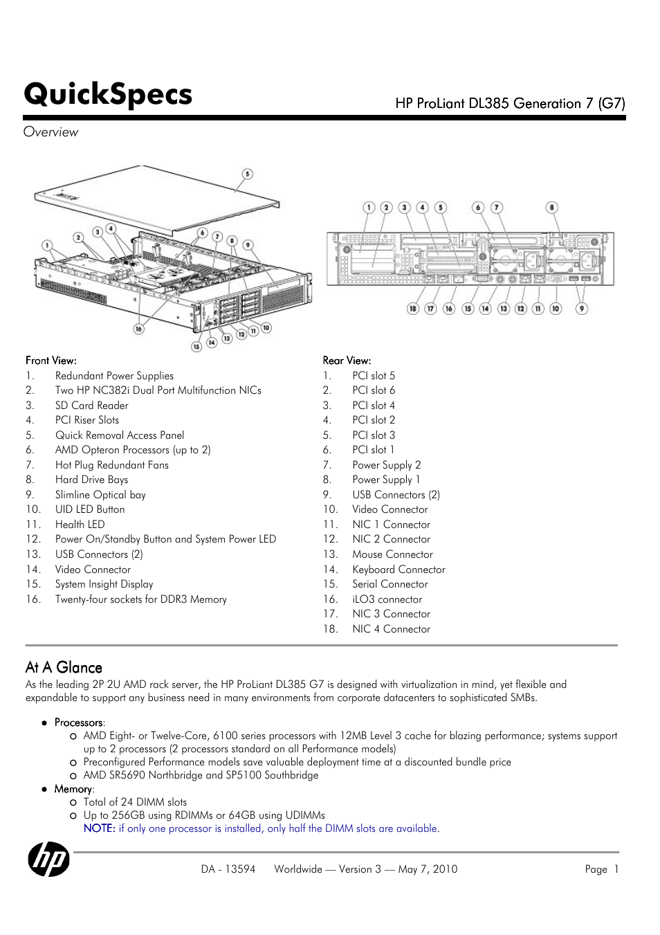 HP ProLiant DL385 User Manual | 47 pages