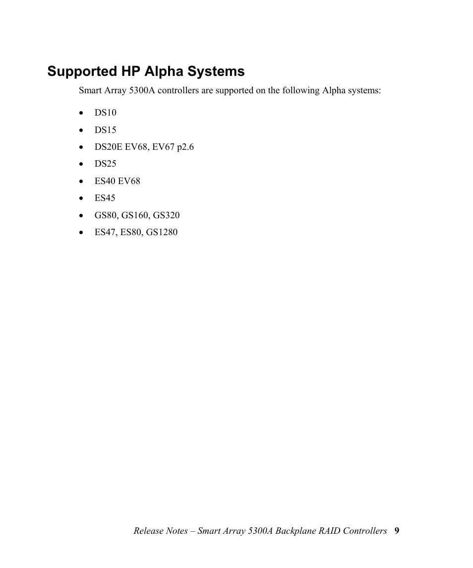 Supported hp alpha systems | HP 5300A User Manual | Page 13 / 19