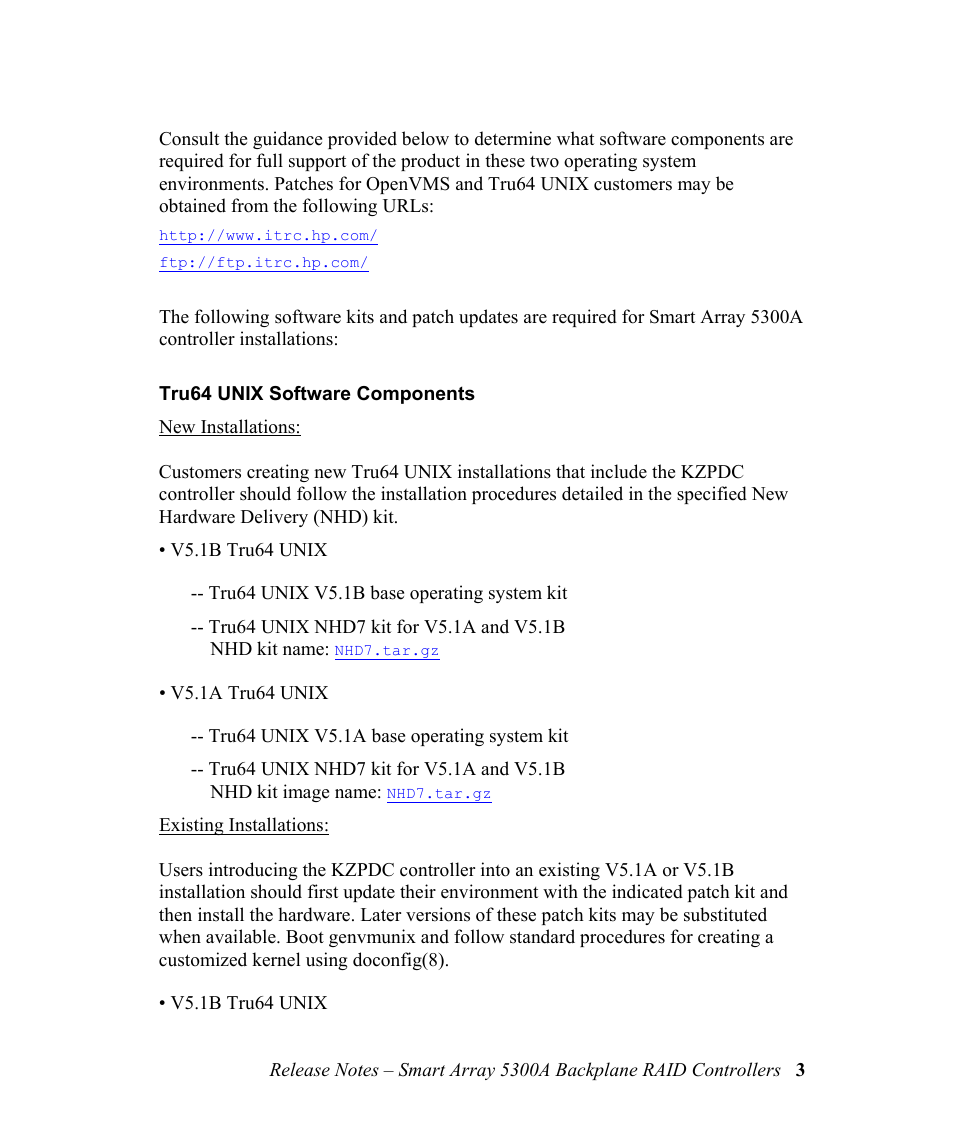 Tru64 unix software components | HP 5300A User Manual | Page 7 / 19