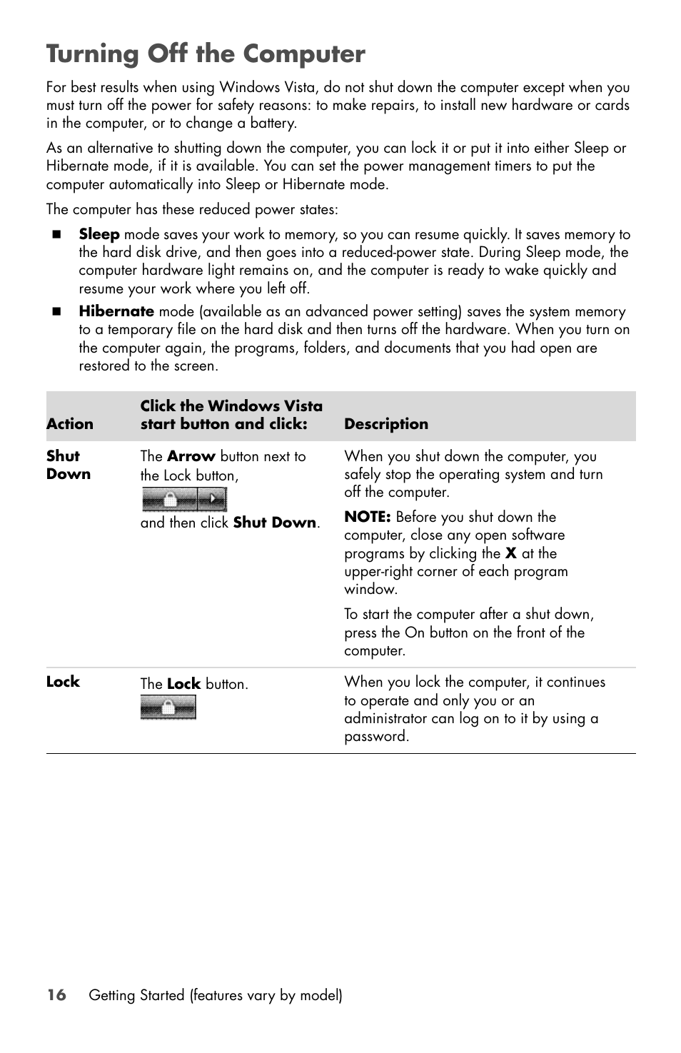 Turning off the computer | HP Desktop Computer User Manual | Page 20 / 76