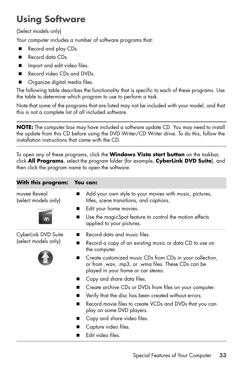 Using software | HP Desktop Computer User Manual | Page 37 / 76