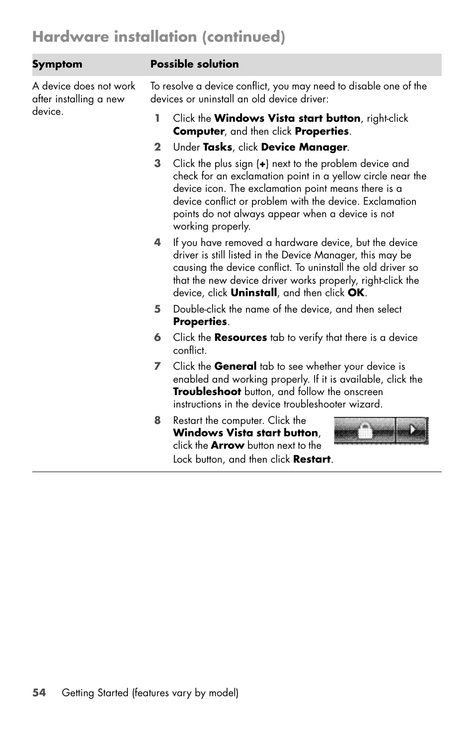 Hardware installation (continued) | HP Desktop Computer User Manual | Page 58 / 76