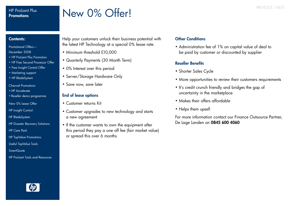 New 0% lease offer, Next, New 0% offer | HP ProLiant Plus User Manual | Page 3 / 11