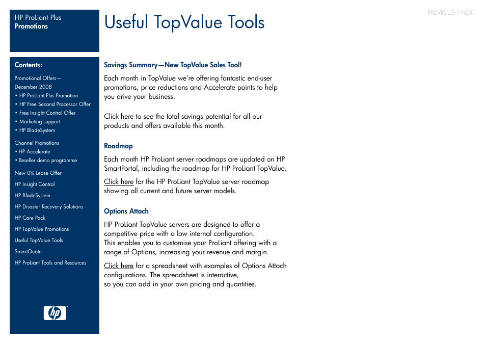 Useful topvalue tools, Next | HP ProLiant Plus User Manual | Page 9 / 11