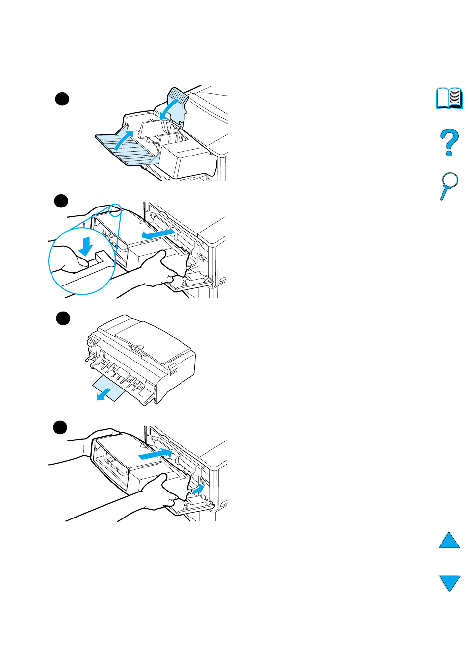 Clearing jams from the optional envelope feeder | HP 4100TN User Manual | Page 102 / 278