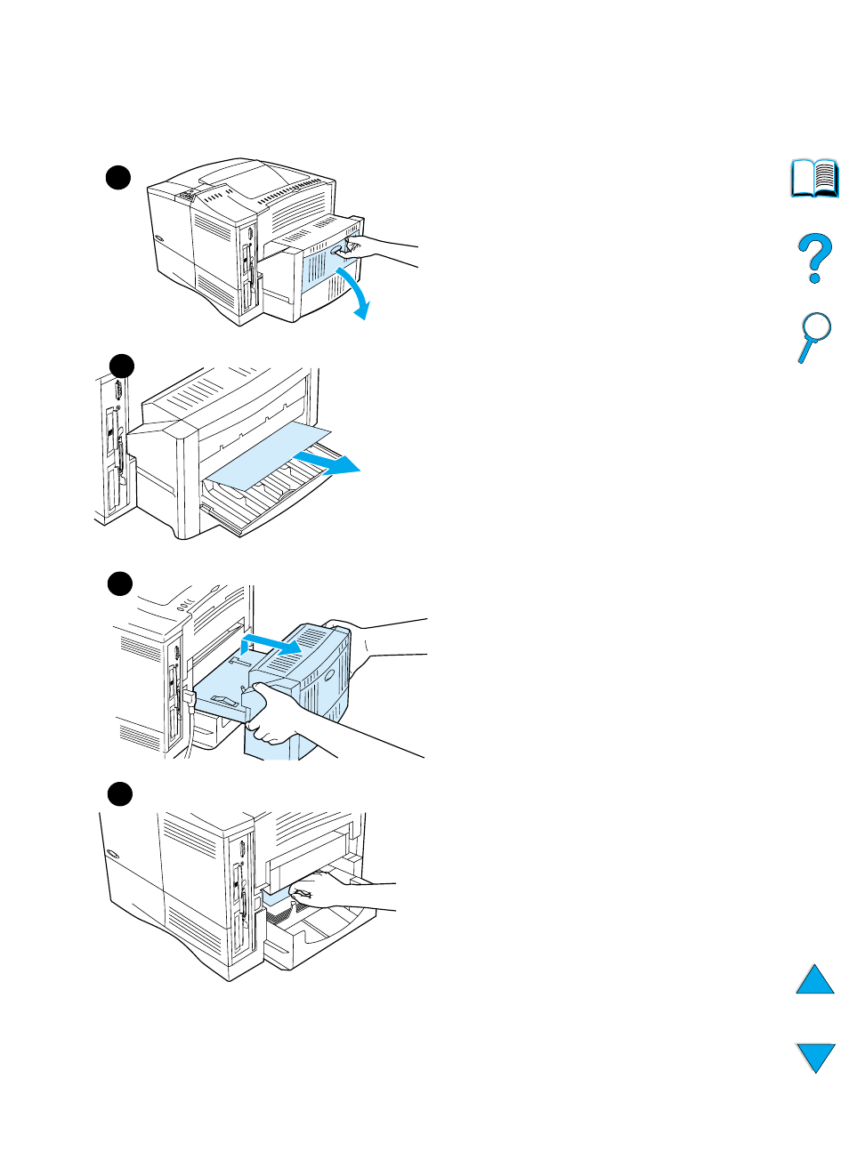 Clearing jams from the optional duplexer | HP 4100TN User Manual | Page 106 / 278