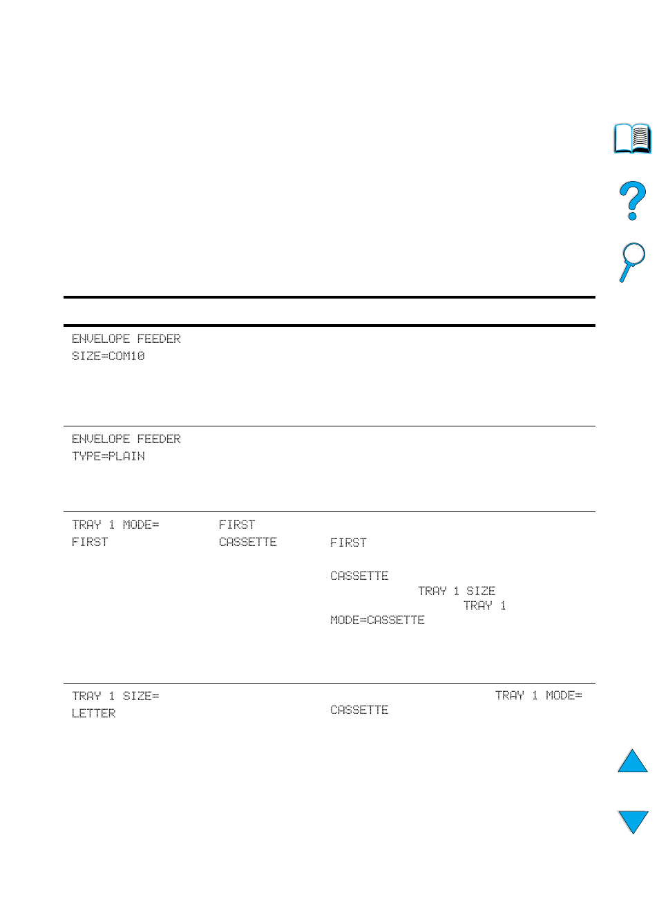 Paper handling menu, Ption of, Tray 1 mode= first | Tray 1 size, Letter, Paper handling menu” on | HP 4100TN User Manual | Page 212 / 278