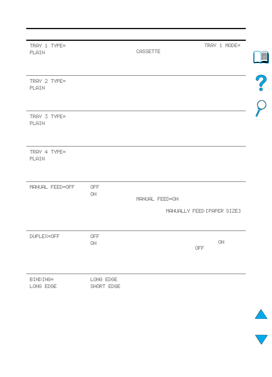 Ption of, Tray 1 type, Plain | HP 4100TN User Manual | Page 213 / 278