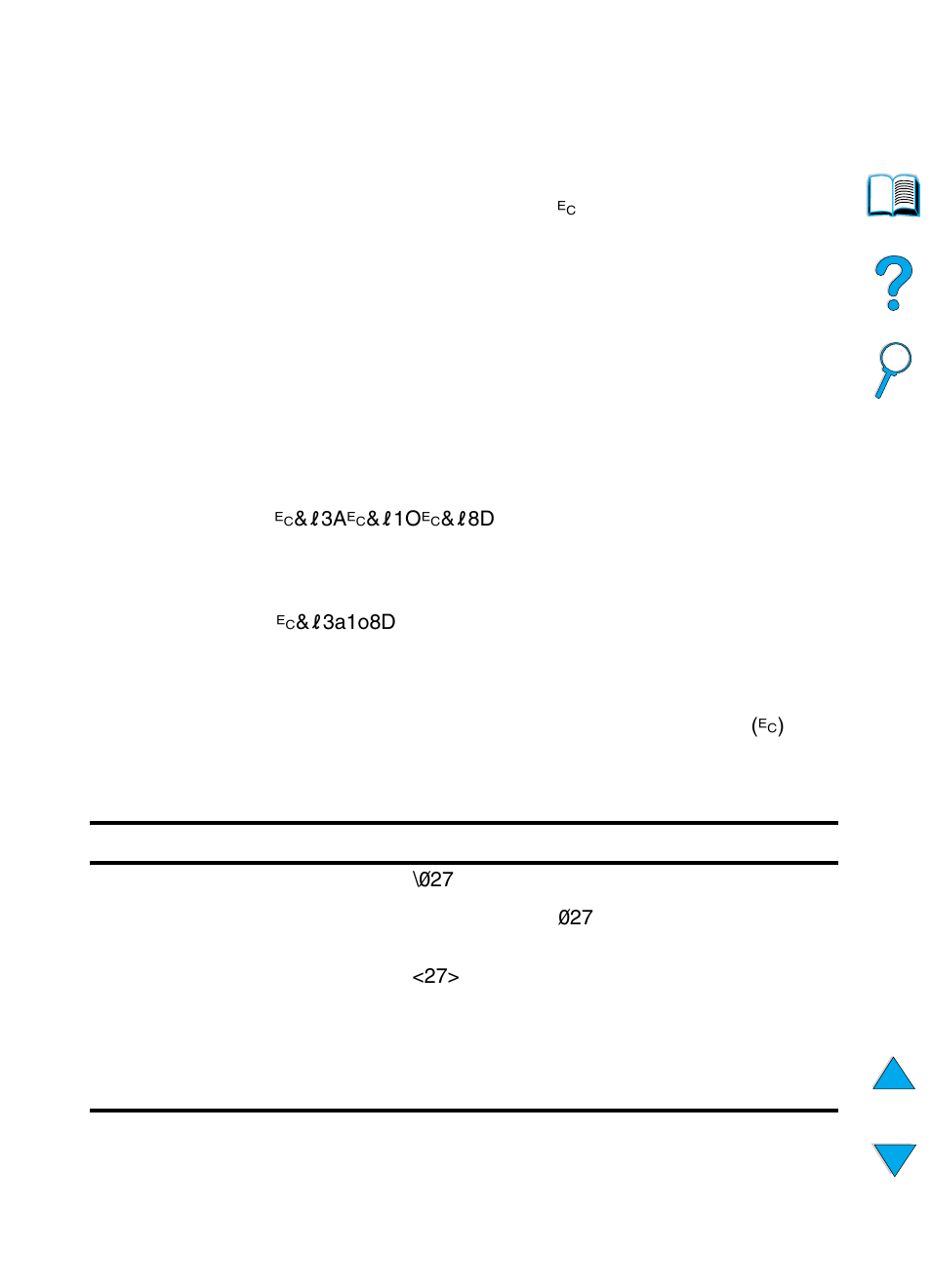 Combining escape sequences, Entering escape characters | HP 4100TN User Manual | Page 239 / 278