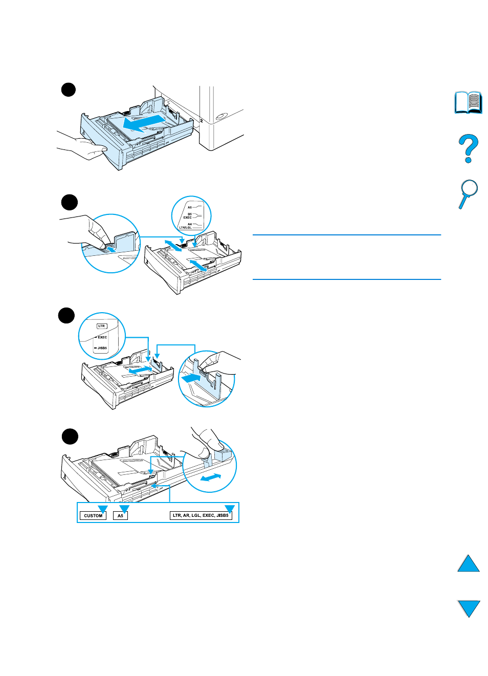 Loading trays2, 3, and 4, Loading trays 2, 3, and 4 | HP 4100TN User Manual | Page 49 / 278