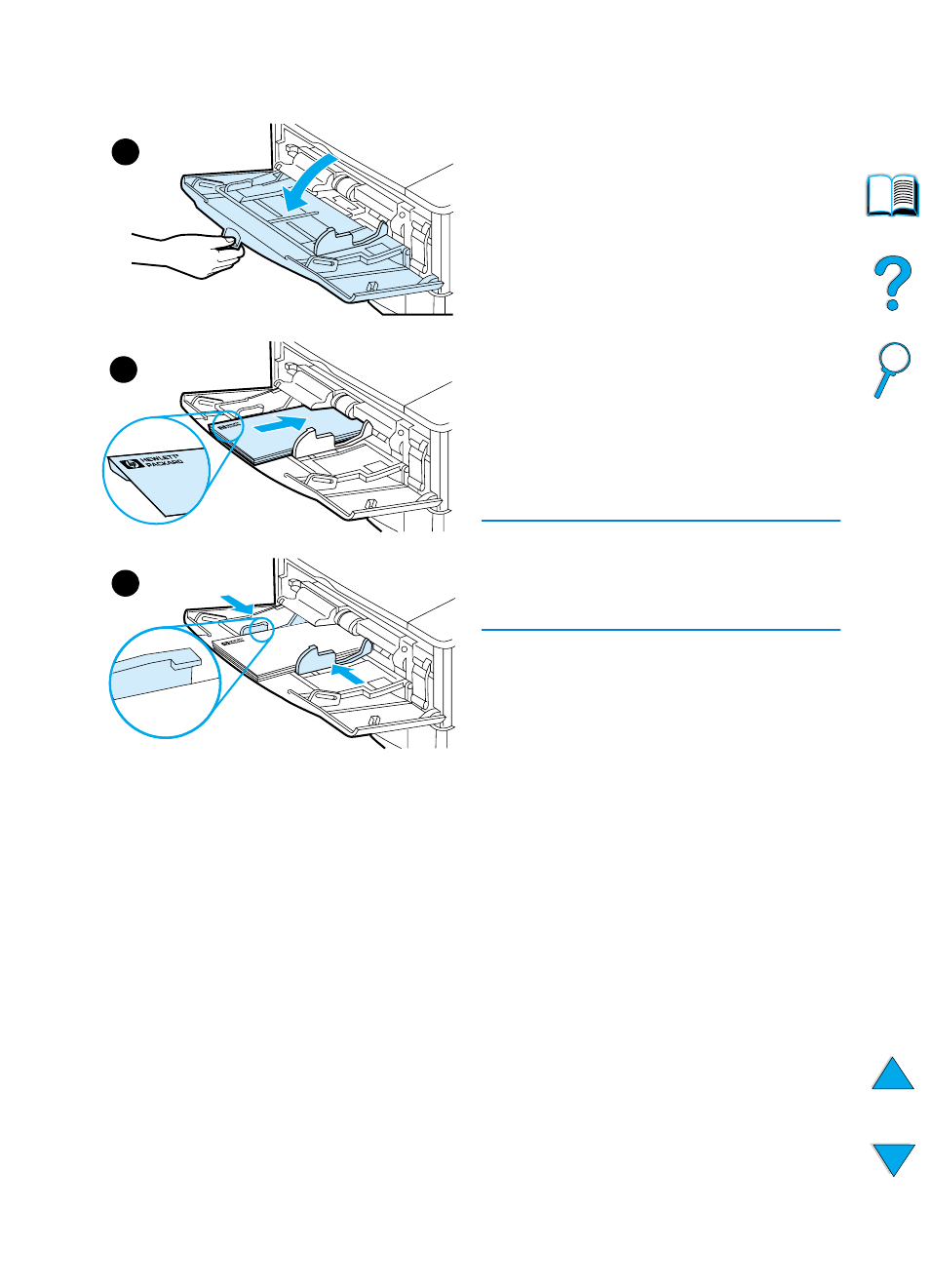 Loading envelopes in tray 1 | HP 4100TN User Manual | Page 58 / 278