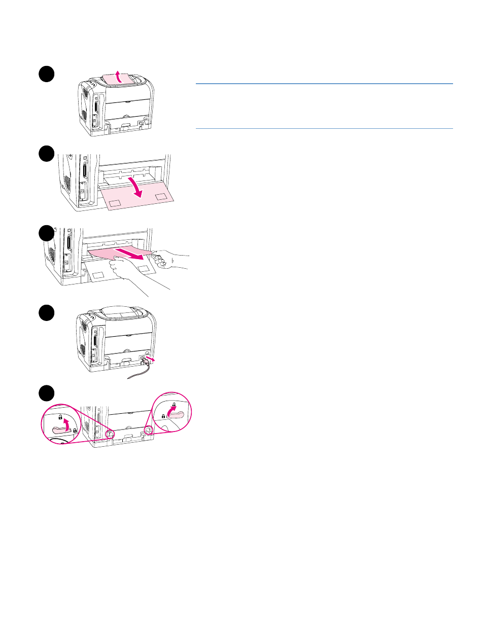 To clear jams from output areas” on | HP 2500n User Manual | Page 71 / 152