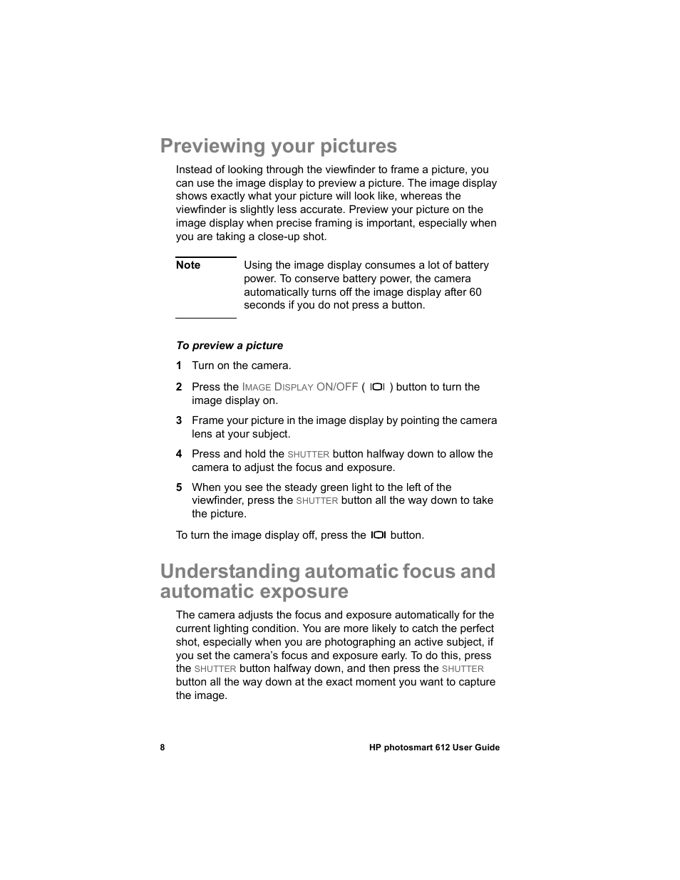 Previewing your pictures | HP 612 User Manual | Page 16 / 84