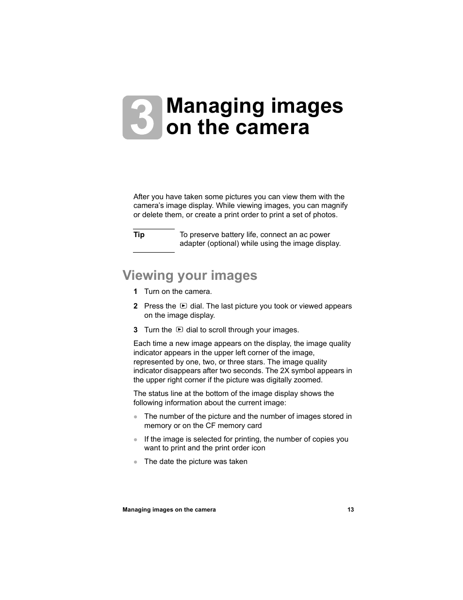 Managing images on the camera, Viewing your images | HP 612 User Manual | Page 21 / 84