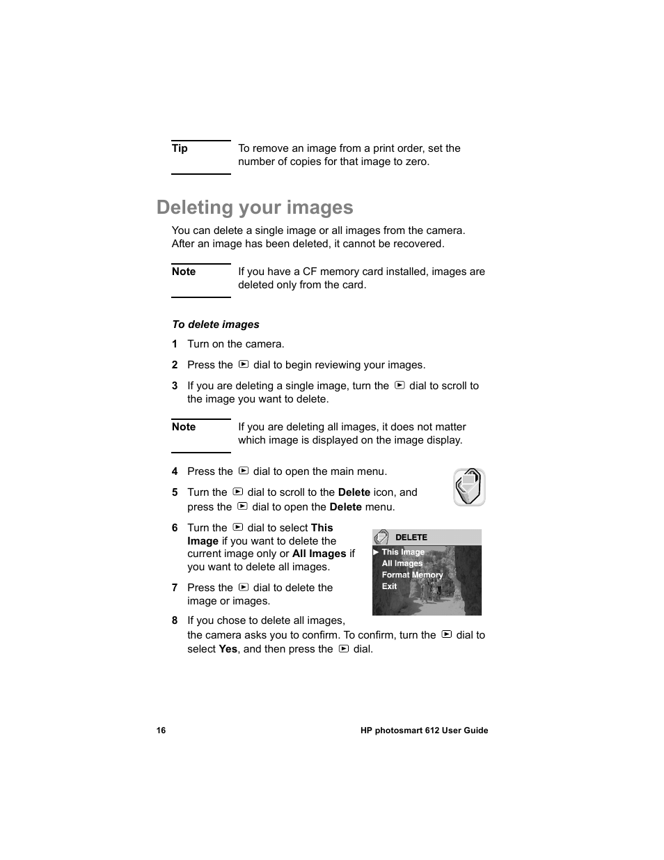 Deleting your images | HP 612 User Manual | Page 24 / 84