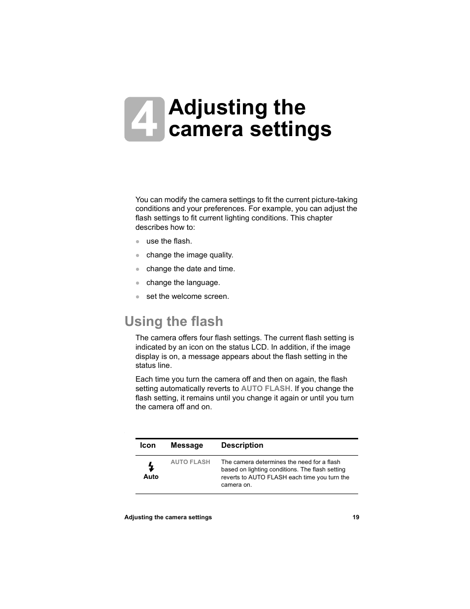 Adjusting the camera settings, Using the flash | HP 612 User Manual | Page 27 / 84