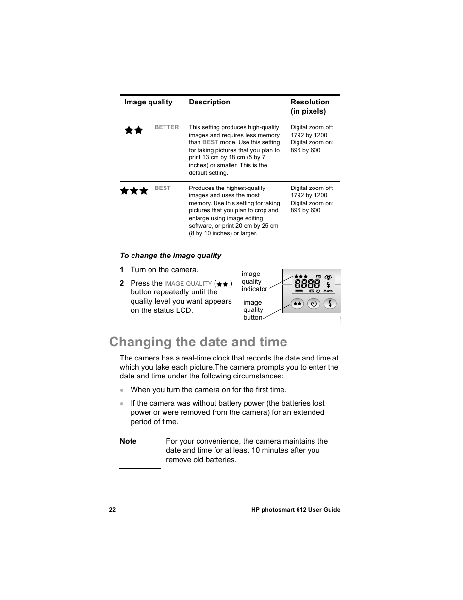 Changing the date and time | HP 612 User Manual | Page 30 / 84