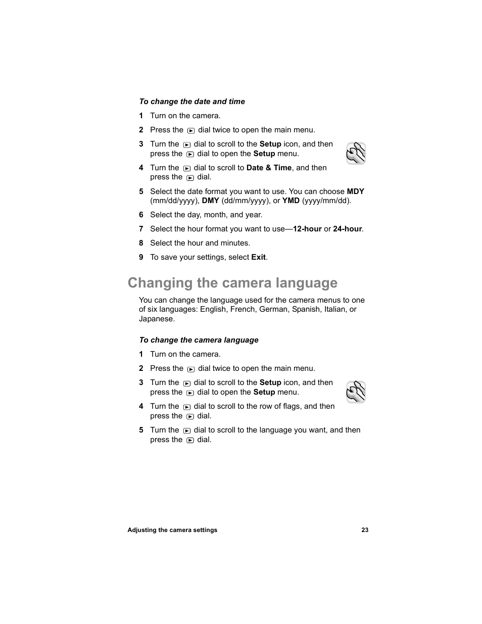 Changing the camera language | HP 612 User Manual | Page 31 / 84