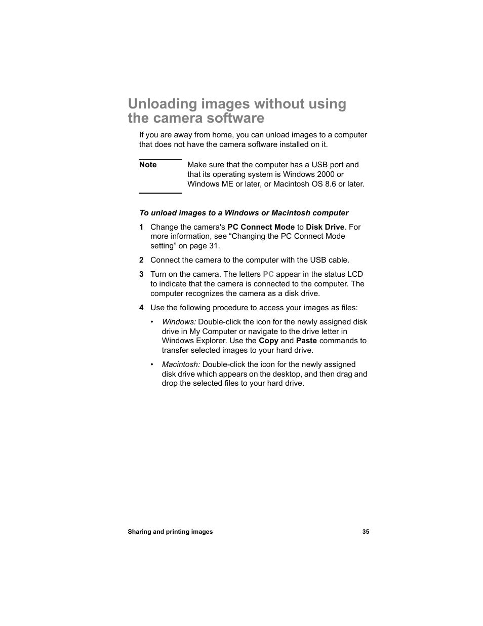 Unloading images without using the camera software | HP 612 User Manual | Page 43 / 84