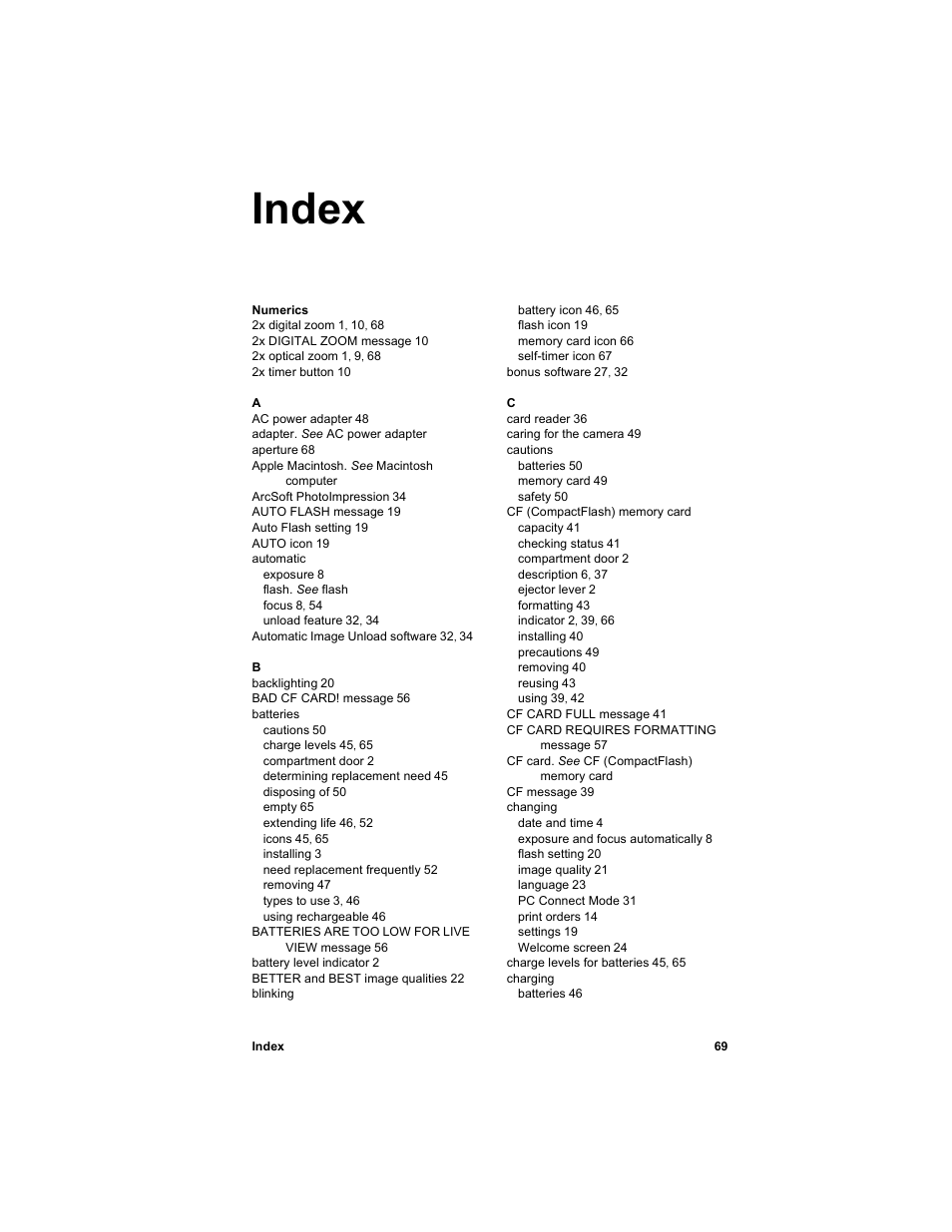 Index | HP 612 User Manual | Page 77 / 84