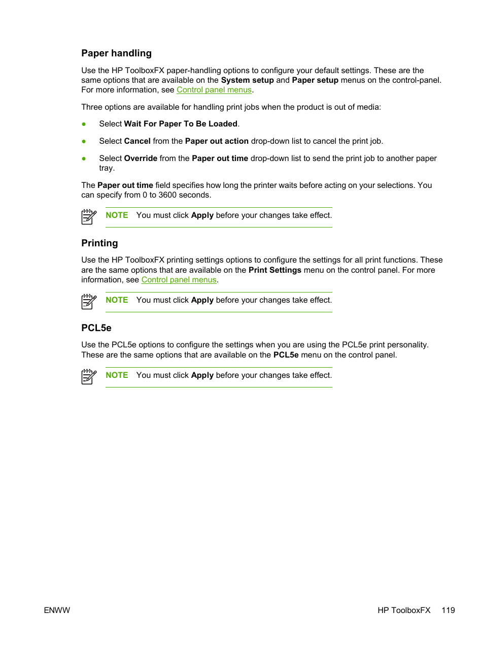 Paper handling, Printing, Pcl5e | Paper handling printing pcl5e | HP 2605dtn User Manual | Page 131 / 228