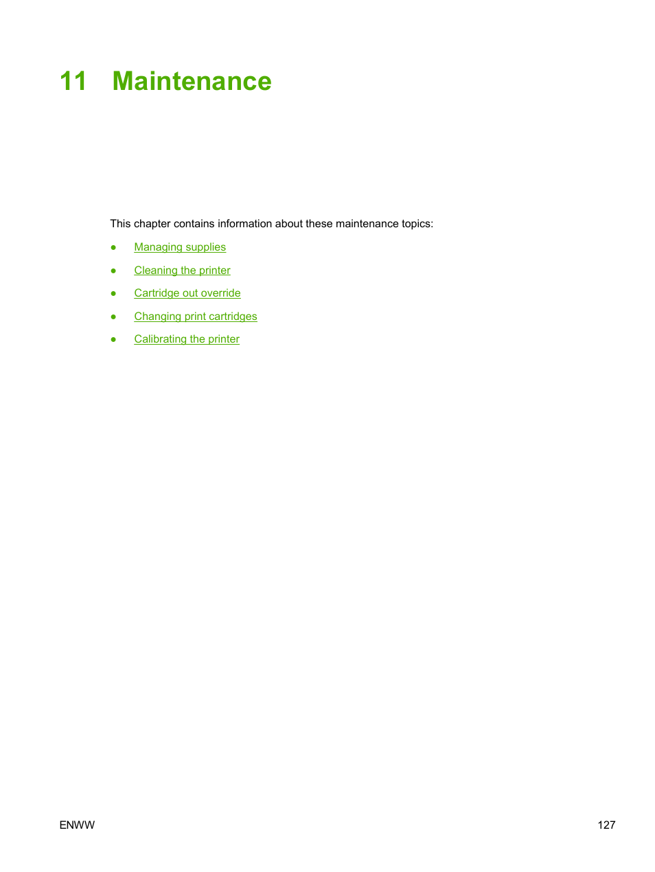 Maintenance, 11 maintenance | HP 2605dtn User Manual | Page 139 / 228