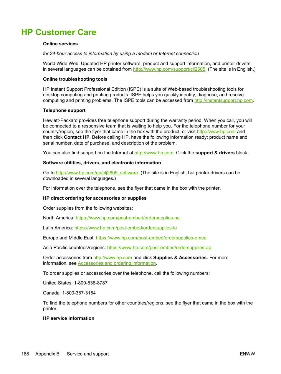 Hp customer care, Or the flyer, Hp customer | Care | HP 2605dtn User Manual | Page 200 / 228