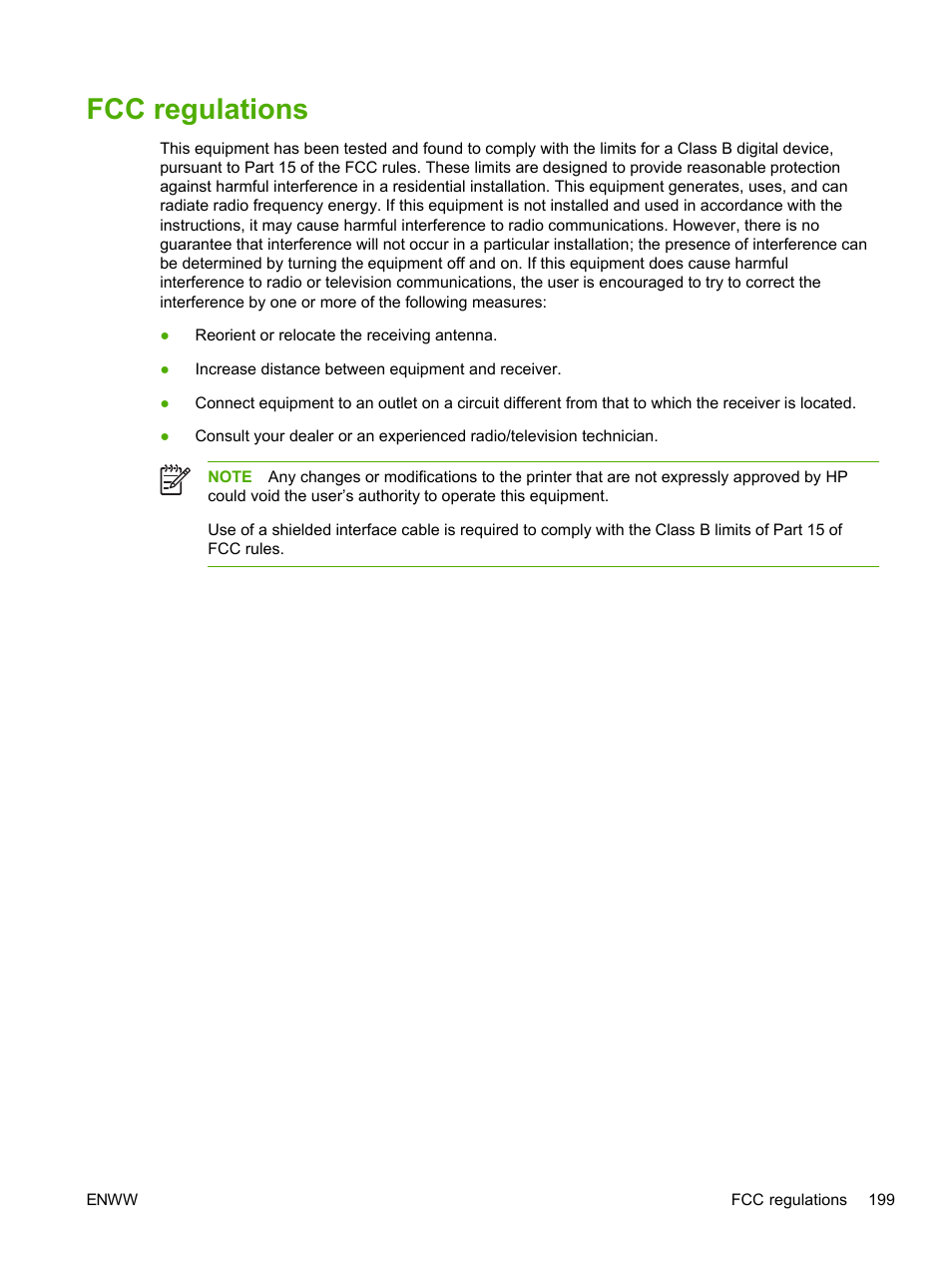 Fcc regulations | HP 2605dtn User Manual | Page 211 / 228