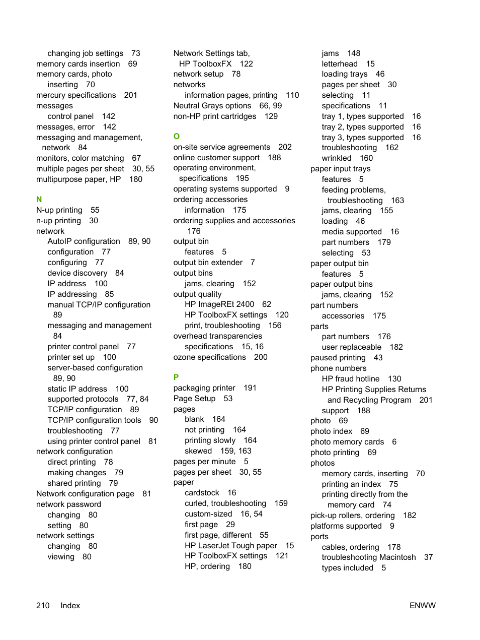 HP 2605dtn User Manual | Page 222 / 228